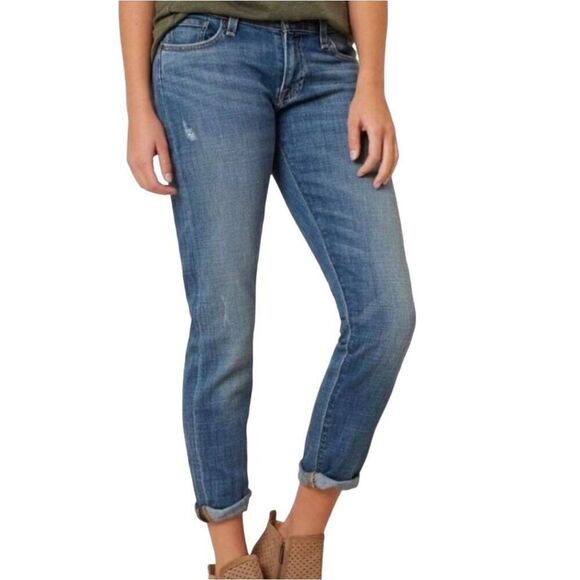 Lucky Brand Denim Sienna Cigarette Boyfriend Distressed Jeans Size 28 Mid Wash - Picture 1 of 11